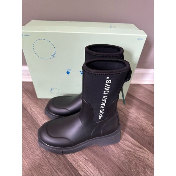 Off-White Sponge Rubber Rain Boots - Picture 12 of 14